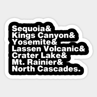 Pacific Crest Trail National Parks (White Font) Sticker